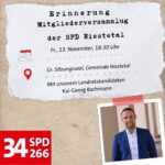Einladung zur ordentlichen Mitgliederversammlung des Ortsvereins