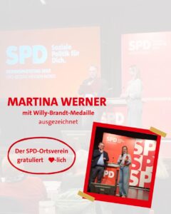 Mehr über den Artikel erfahren Martina Werner erhält Willy-Brandt-Medaille