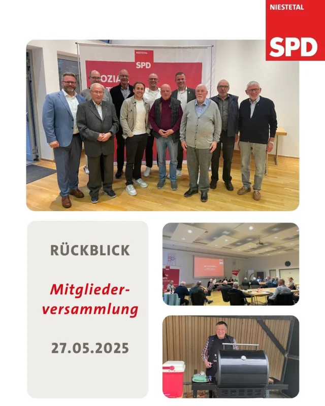✨ Rückblick auf unsere Mitgliederversammlung am Dienstag, 27. Mai 2025:

Unsere Ortsvereinsvorsitzenden Jannik Donner und Dirk Lachmannn führten durch den Abend und ließen das bisherige Jahr Revue passieren. Im Mittelpunkt standen die Ehrungen - insgesamt sieben Mitglieder wurden für 25 bis 60 (!) Jahre Treue geehrt. Die Urkunden überreichte unser Bundestagsabgeordneter Daniel Bettermann, der extra aus Berlin angereist war und auch aktuelle Einblicke aus der Hauptstadt gab. Danke für dein offenes Ohr und deine Zeit! Für das leibliche Wohl sorgten Walter und Thomas, die den Grill befeuerten. Bei kühlen Getränken und Popcorn ließen wir den Abend in geselliger Runde ausklingen. An dieser Stelle herzlichen Glückwunsch an alle Geehrten und vielen Dank für Euer Kommen!